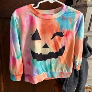 SHEIN Tie-Dye Pumpkin Face Kids Sweatshirt